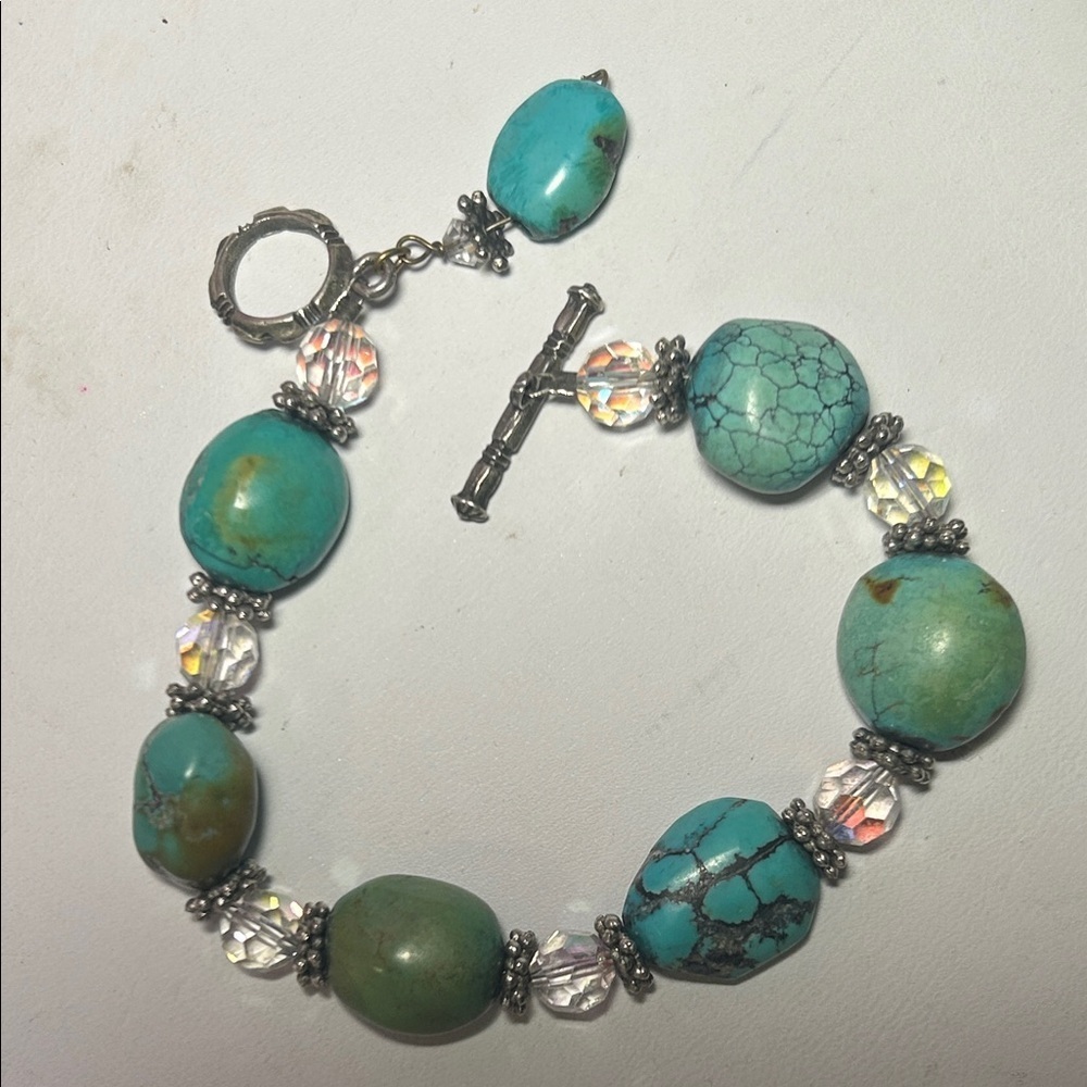 Turquoise Nugget & AB Bracelet